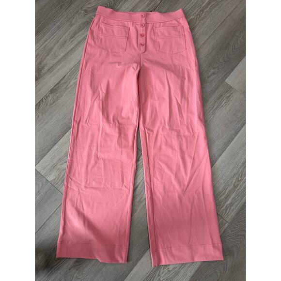 Halara High Waisted Pull On Retro Button Breathable Casual Pants Candy Pink L - Picture 2 of 7